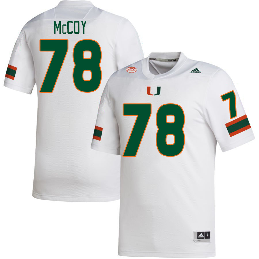 Men #78 Matthew McCoy Miami Hurricanes College Football Jerseys Stitched-White - Click Image to Close